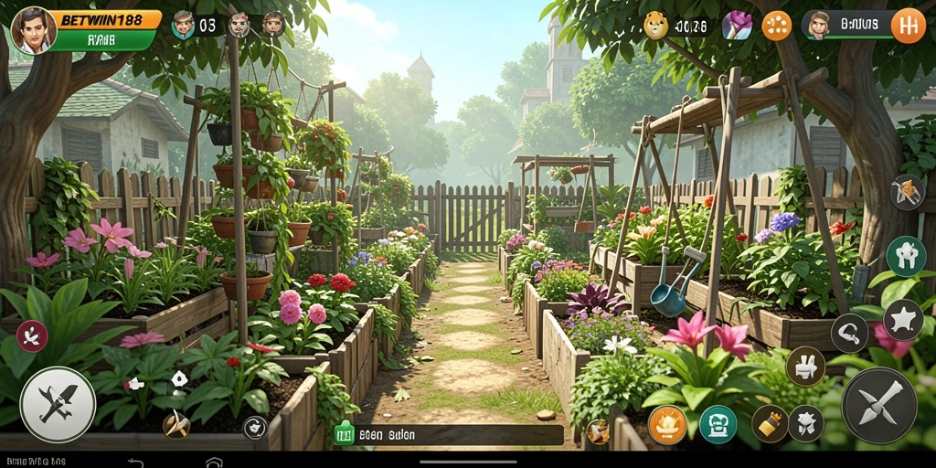 Tangkapan layar BETWIN188 yang menampilkan gameplay berkebun yang seru.
