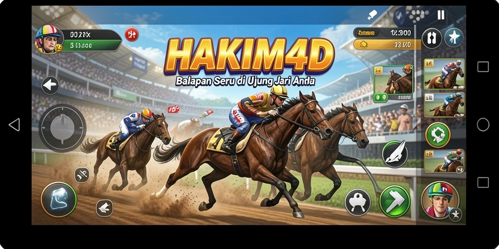 Gameplay HAKIM4D yang mendebarkan dengan mobil balap yang cepat.