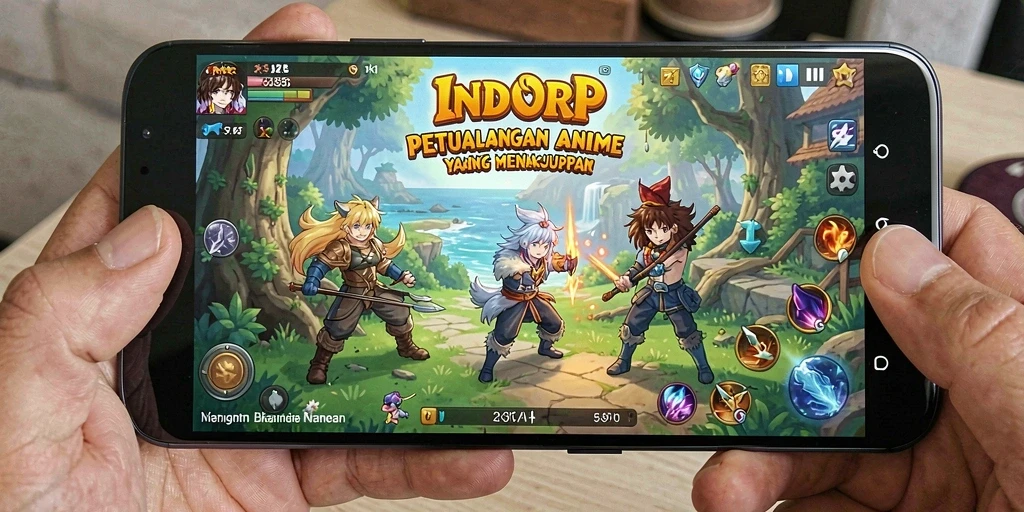 Tampilan gameplay INDORP dengan karakter anime yang menawan.