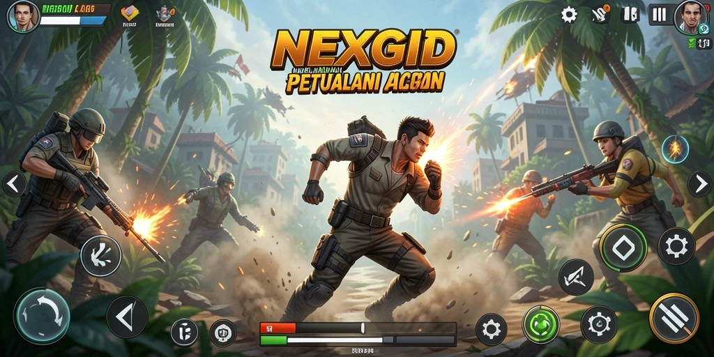 Tampilan menarik dari gameplay aksi NEXGID yang mendebarkan.