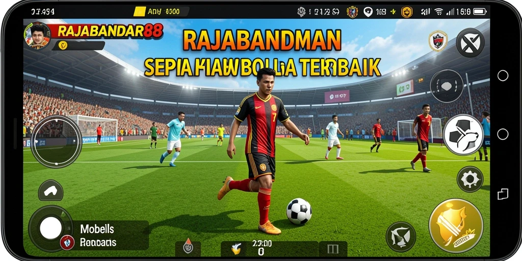 Tampilan gameplay yang menarik di RAJABANDAR88 dengan aksi sepak bola.