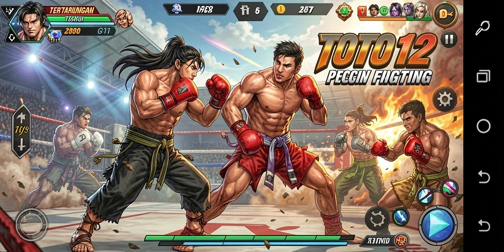 Screenshot gameplay TOTO12 menunjukkan aksi pertarungan yang mendebarkan.