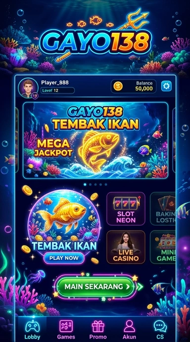 Tampilan antarmuka gayo138 yang bersih dan sederhana.